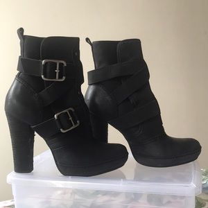 Black High Heel DKNY Bondage Booties